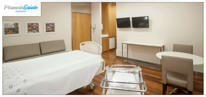 Quarto tipo apartamento com recepção no Hospital Pro Matre